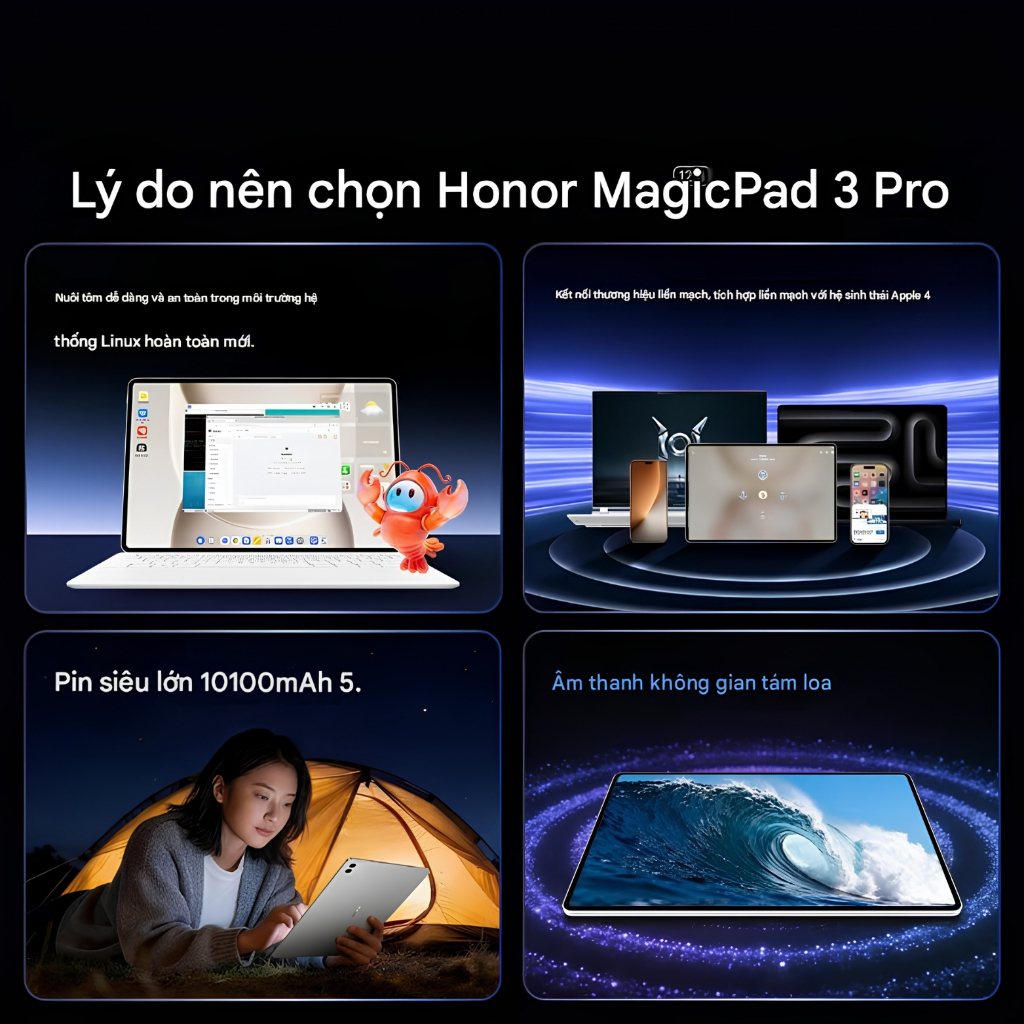 HONR MagicPad 3 Pro 12.3 inch OLED 165Hz Snapdragon 8 Gen 5 | Tablet Siêu Mỏng 4.8mm Pin 10100mAh 🎧📱 | BigBuy360 - bigbuy360.vn
