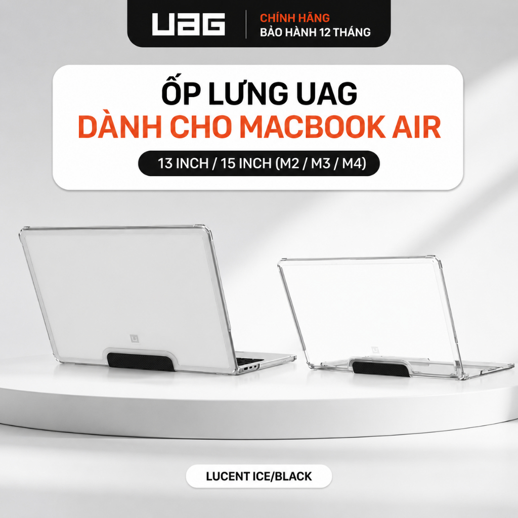 [Macbook Air] Ốp lưng dành cho Macbook Air 13inch/ 15 inch (M2/M3/M4) UAG trong suôt chính hãng chốn