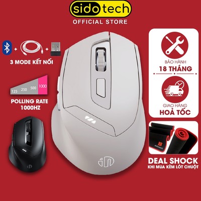 Chuột không dây bluetooth pin sạc SIDOTECH INPHIC DR6 - V2 1000hz tắt âm gaming văn phòng silent có app công thái học