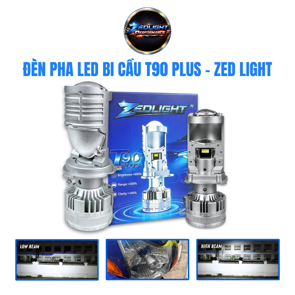 Đèn Pha LED Xe Máy Oto T90 Plus ZED LIGHT - Siêu Sáng, Chiếu Xa Tới 250m, Lắp Oto Xe Máy - Bảo Hành 