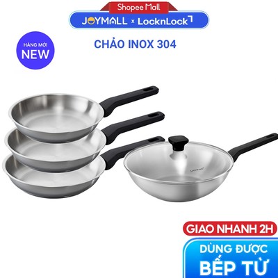 Chảo Inox LocknLock Daily STS PPW, Hàng Chính Hãng, Dùng Mọi Loại Bếp, Thép Không Gỉ 304 - JoyMall