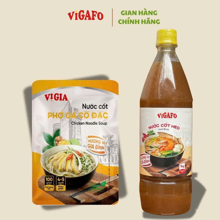 Combo (1 chai  + 2 gói) Nước Cốt Heo 1kg + Nước Cốt Phở Gà 100g ( Nước cốt hầm xương cô đặc ).
