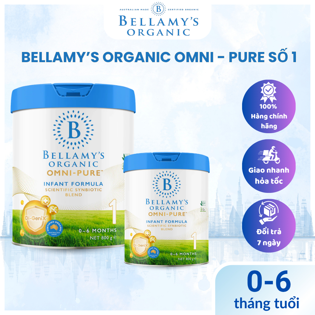 Sữa Bellamy's Organic Omni-Pure Số 1 800g - Cho Bé 0–6 Tháng , Sữa Hữu Cơ Úc - Bellamy's Organic