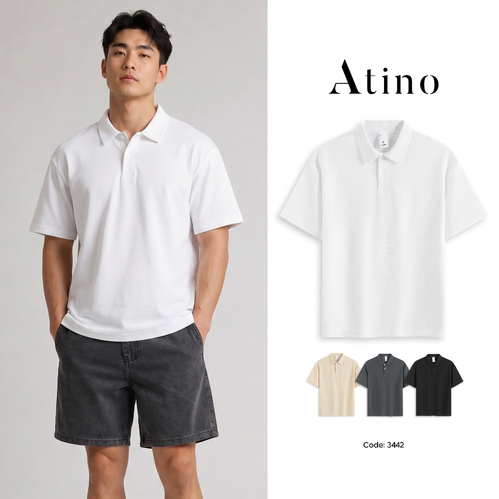 Áo Polo Nam ATINO Regular Cổ Bẻ Vải Cotton Pha Cao Cấp Thấm Hút Co Giãn L.4.3442