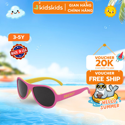 Kính chống tia cực tím phi công hai màu Babiators - Pink Lemonade, cho bé 3-5 tuổi