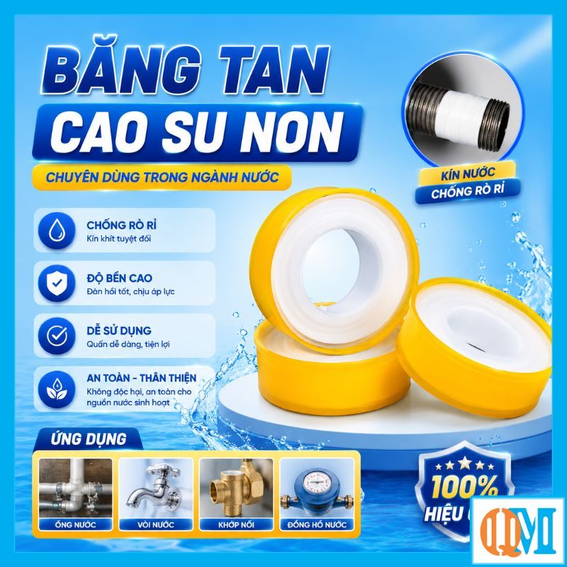 Băng tan - Cao su non 10m ( Combo 10 cuộn - 5 cuộn - 3 cuộn ), phụ kiện ngăn rò rỉ Ngành Nước