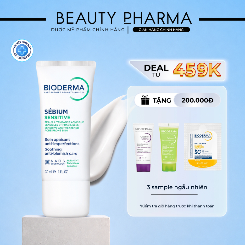 [DATE MỚI-CHÍNH HÃNG] BIODERMA SÉBIUM SENSITIVE - Kem dưỡng làm dịu da, cấp ẩm và giảm mụn cho da nh