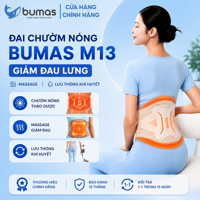 Máy Chườm Ấm Massage Lưng Bụng BUMAS M13 - Đai Chườm Ấm Thảo Dược Kết Hợp Massage Nhiệt Trị Liệu