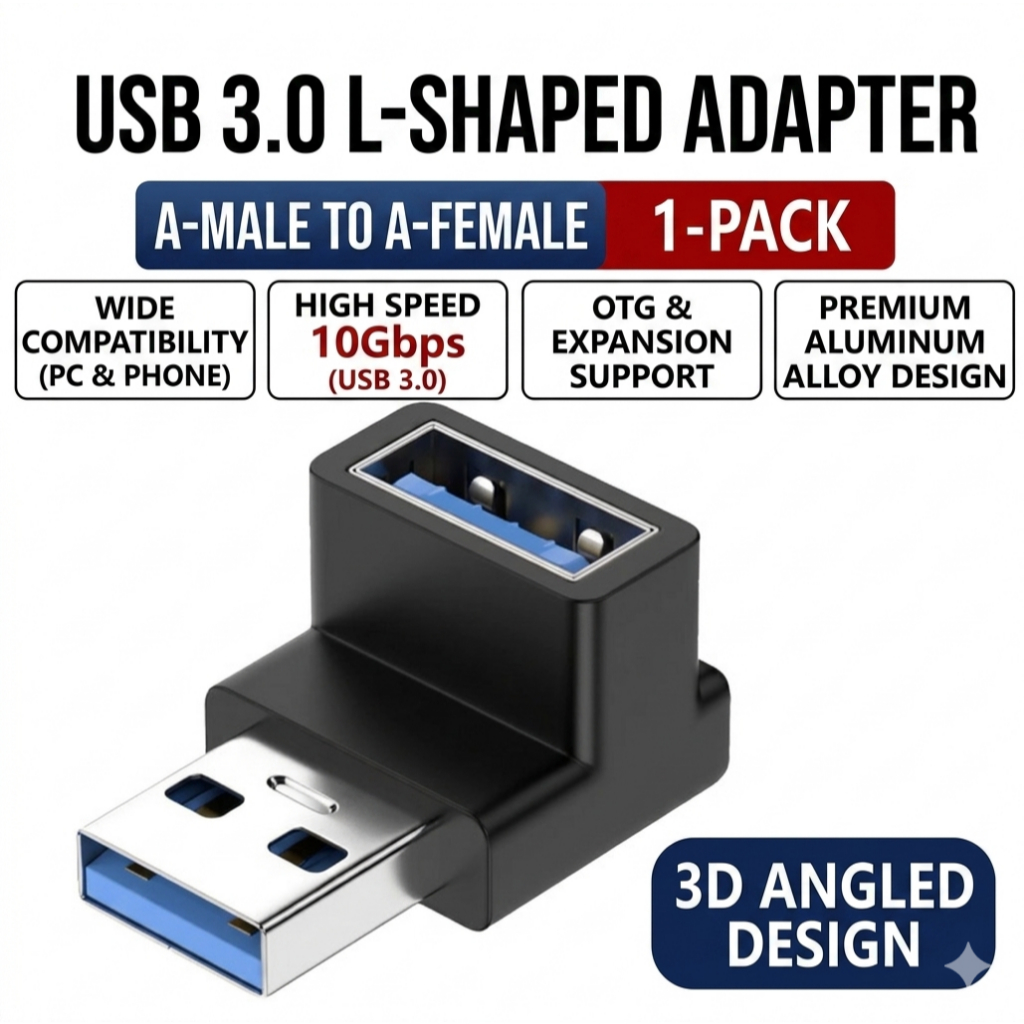 JACK Bẻ Góc USB - Đầu Chuyển USB Góc 90 Độ