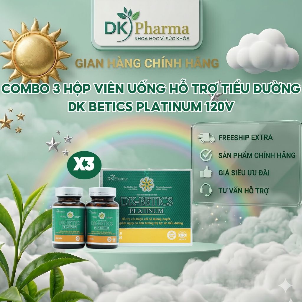 Combo 3 Hộp Viên Uống DK-Betics Platinum Hỗ Trợ Bệnh Tiểu Đường-DK Pharma