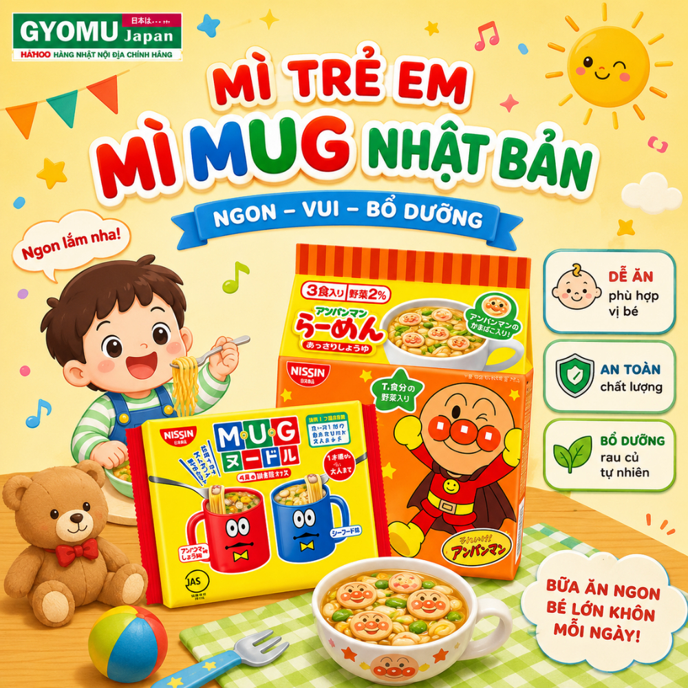 Mỳ Mug Nissin, mì Somen tách muối ăn dặm Umiko Ryohin, Mì ăn dặm cho Bé - Hàng nội địa Nhật Bản - Gy