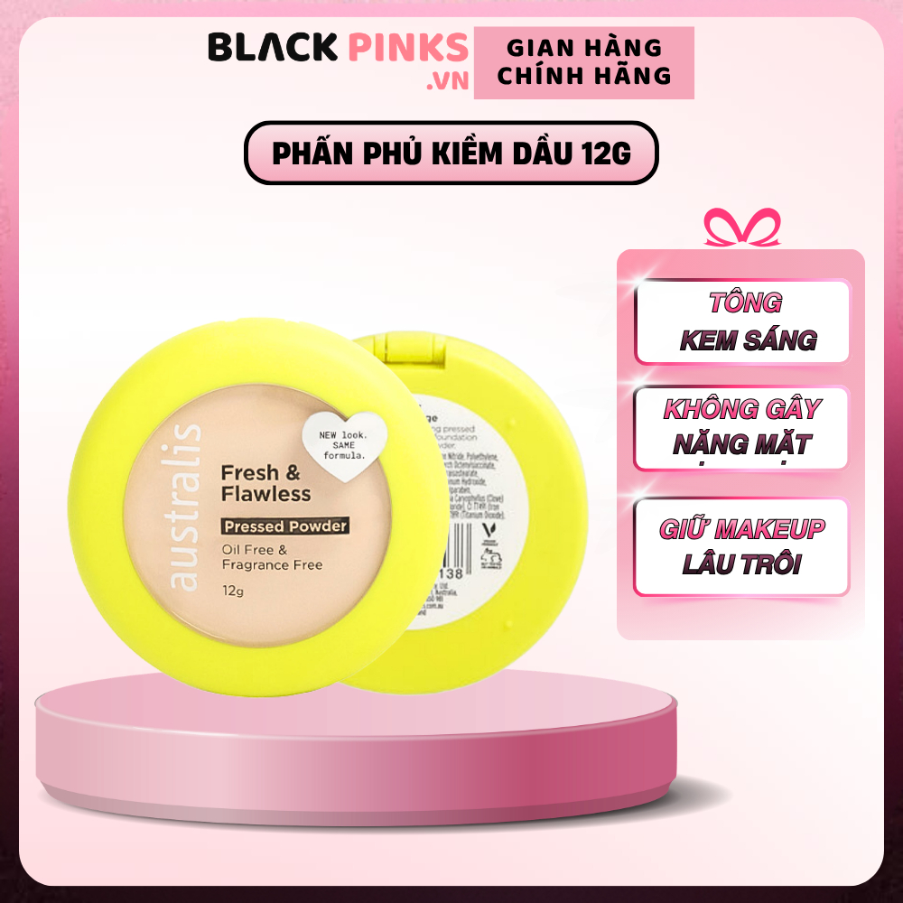 Phấn phủ Australis dạng nén che phủ nhẹ màu Light Beige 12g