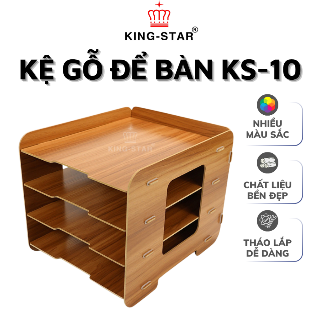 Kệ Gỗ Để Bàn King-Star KS-10 Cao Cấp - Kệ Sách Kho Tài Liệu Liệu Văn Phòng Nhiều Tầng