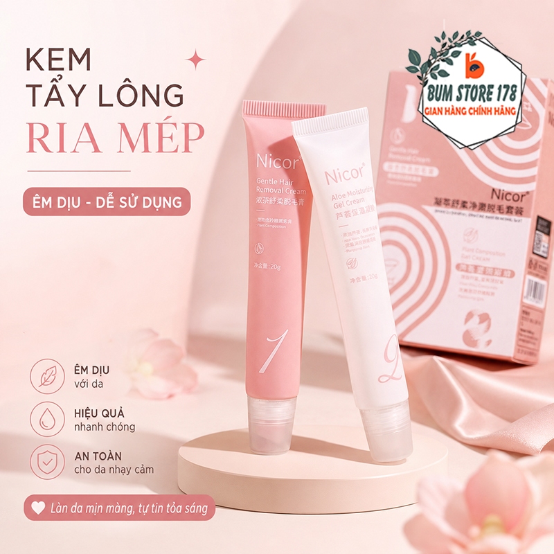 Kem Tẩy Ria Mép Nicor Cho Nam Nữ, Tẩy Lông Mặt Vùng Môi Nhẹ Dịu Hỗ Trợ Làm Sạch Râu Mỏng Trên Mặt
