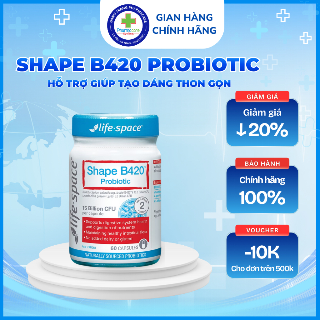 Men vi sinh Life Space Shape B420 Probiotic 60 viên - Cải thiện hệ vi sinh đường ruột, tăng cường mi