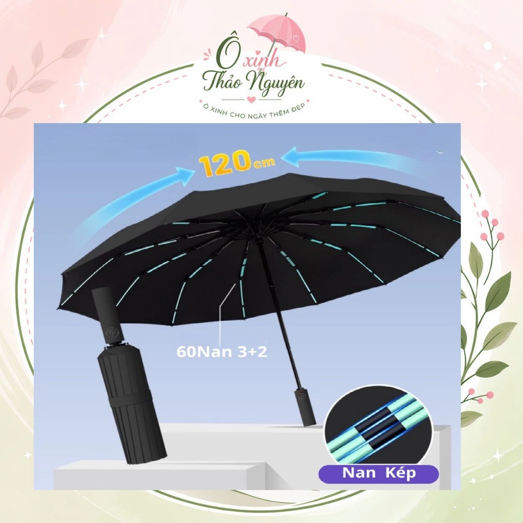 Ô U60 Tán Lớn Chống Nắng Mưa, 60 Nan Chắc Chắn, Thiết Kế Hiện Đại