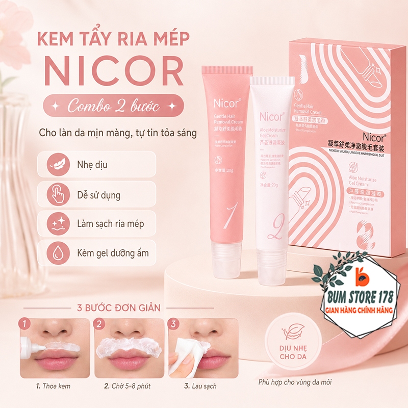 Kem Tẩy Lông Ria Mép Nicor Cho Nam Nữ, Tẩy Lông Tơ Vùng Mặt Giúp Da Sáng Mịn Nhanh Gọn Dễ Dùng