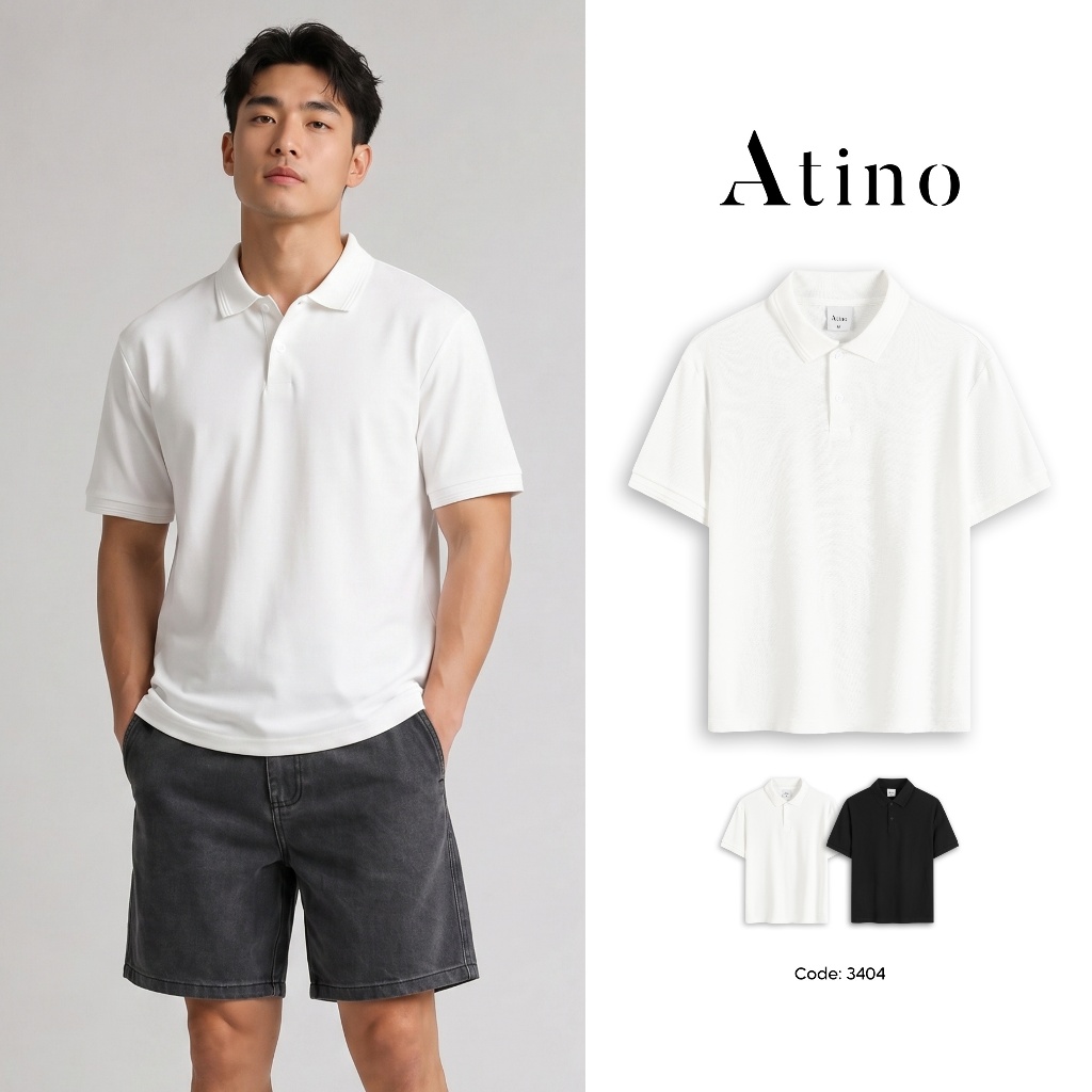 Áo Polo Nam Form Regular ATINO Cổ Polo, Chất Cotton Cao Cấp Thoáng Khí, Lịch Lãm L.3.3404