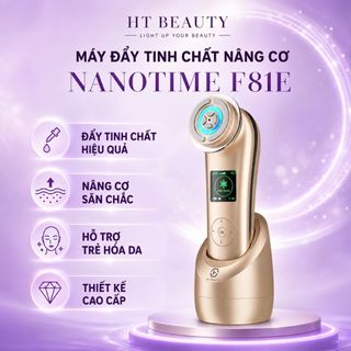 Máy nâng cơ mặt đẩy tinh chất trẻ hóa da Nanotime F81E HT Beauty, máy massage chăm sóc da bằng sóng RF Photon kết nốiapp