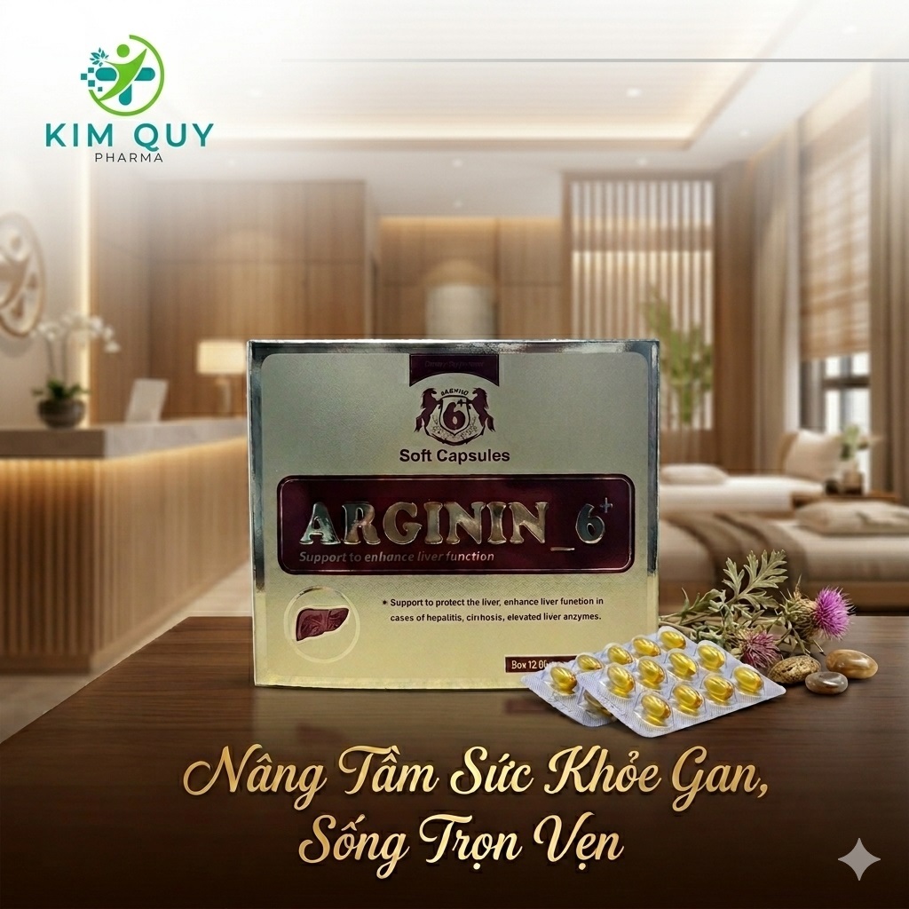 Viên Uống Bổ Gan ARGININ 6+ (Hộp 60 Viên) - Hỗ Trợ Giải Độc Gan, Bảo Vệ Gan Cho Người Viêm Gan