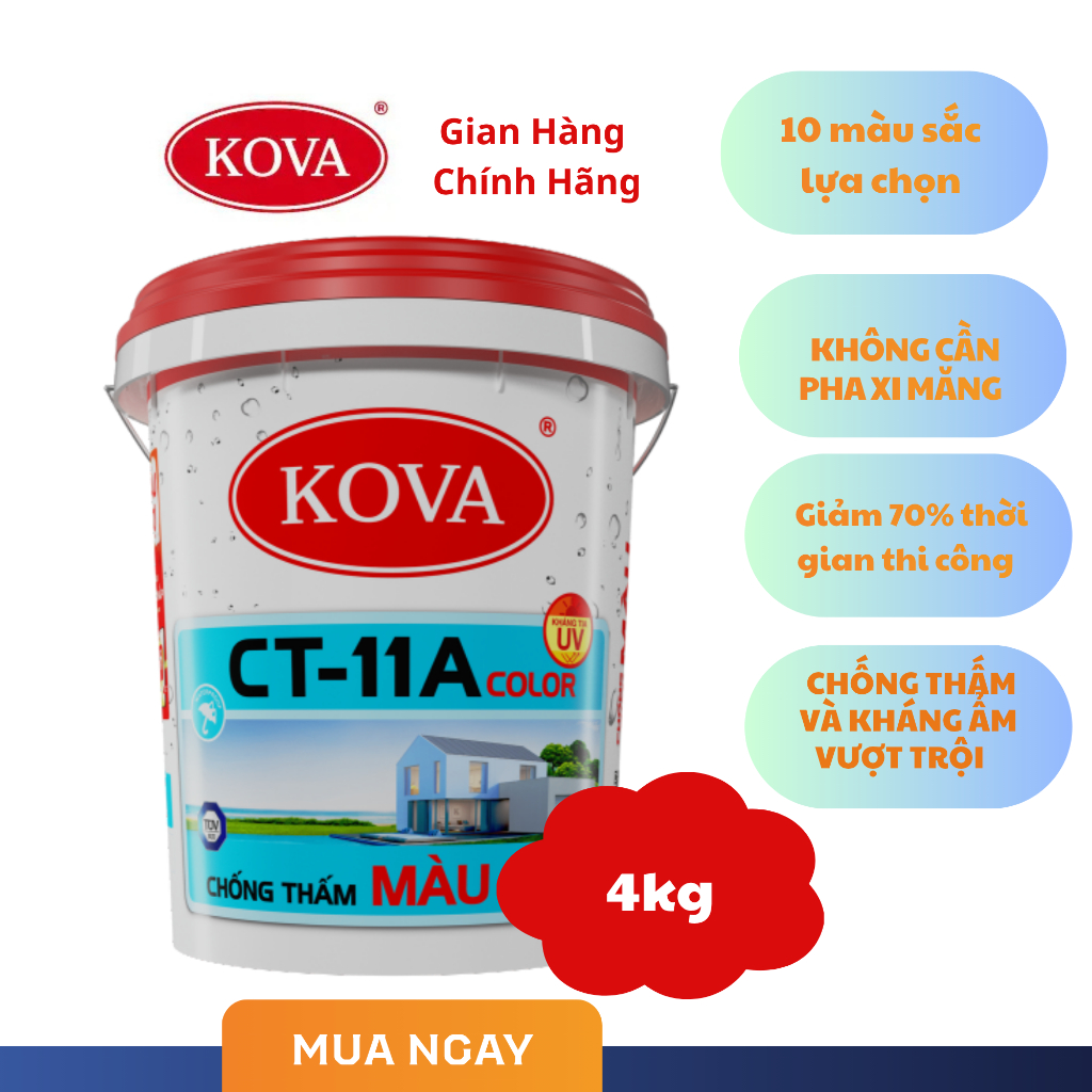 4Kg-Chống Thấm Màu Kova CT11A Color
