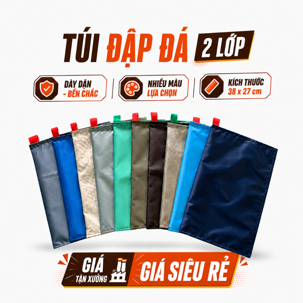 Túi Đập Đá 2 Lớp 38x27cm Polyester Dày Bền Nhiều Màu Giao Ngẫu Nhiên Freeship…