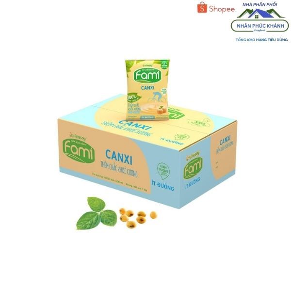 [1 Thùng/ 40 Bịch] Sữa Fami Canxi Ít Đường Bịch 200Ml (Xanh Da Trời)_30523