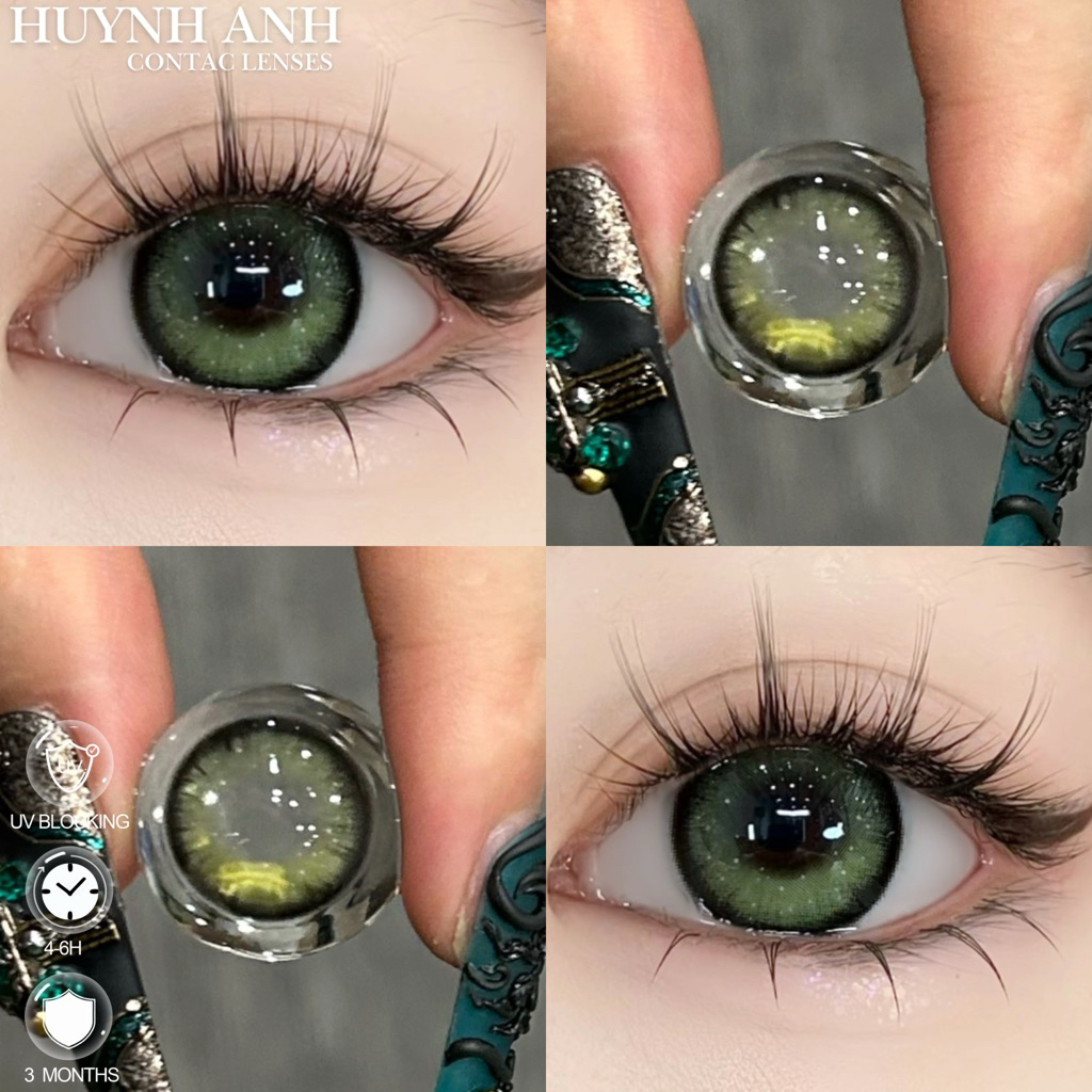 Lens Mắt Kính Áp Tròng xanh green tây magic green Dia 14.2mm Gdia 13.9mm