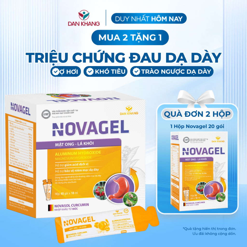 Gói hỗ trợ bảo vệ niêm mạc dạ dày giảm trào ngược dạ dày viêm loét dạ dày Novagel