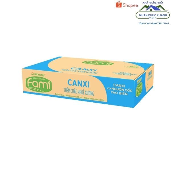 [1 Thùng/ 36 Hộp] Sữa Fami Canxi HỘP 200Ml (Xanh dương)