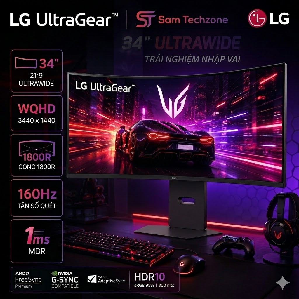 Màn hình Gaming LG UltraGear 34G600A-B (34 inch/UWQHD 3440 x 1440/160Hz)