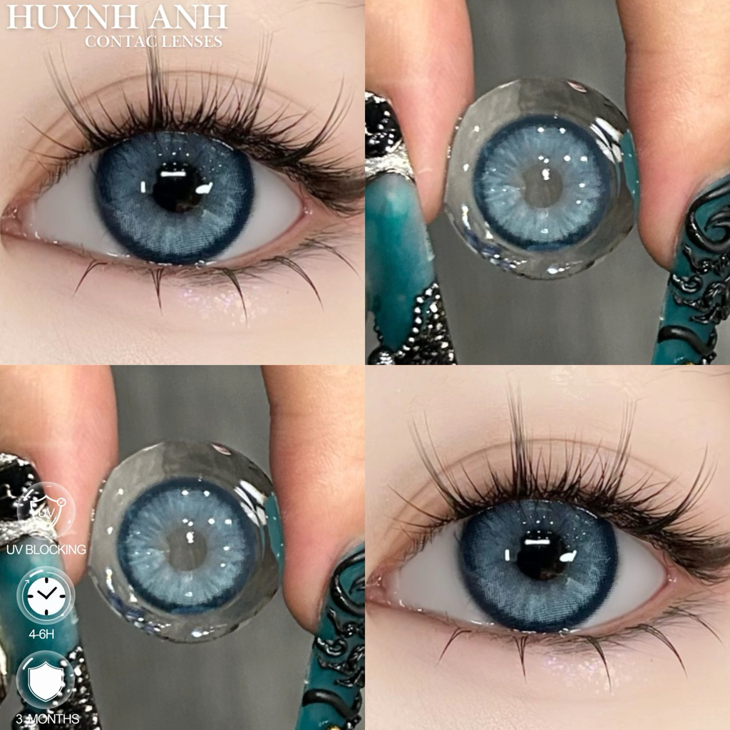 Lens Mắt Kính Áp Tròng xanh blue tây snake blue Dia 14.2mm Gdia 13.9mm