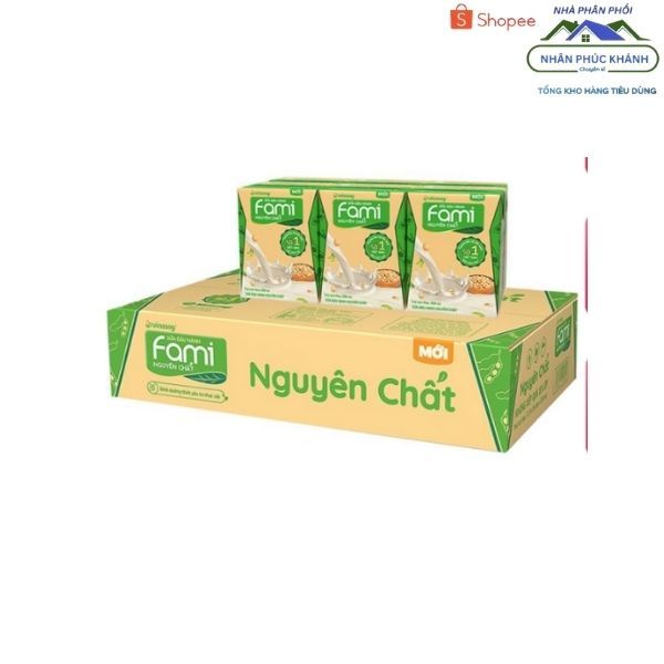 [1 Thùng/ 36 Hộp] Sữa Fami Nguyên Chất HỘP 200Ml