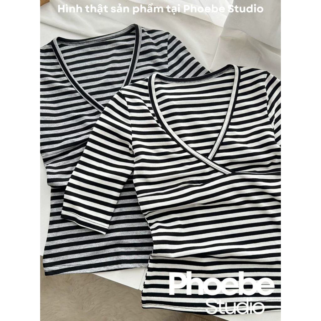 (Blue Tiffany) Áo Thun Nữ Vạt Chéo Tay Lửng - Phoebe Studio [MH26AO347] | BigBuy360 - bigbuy360.vn