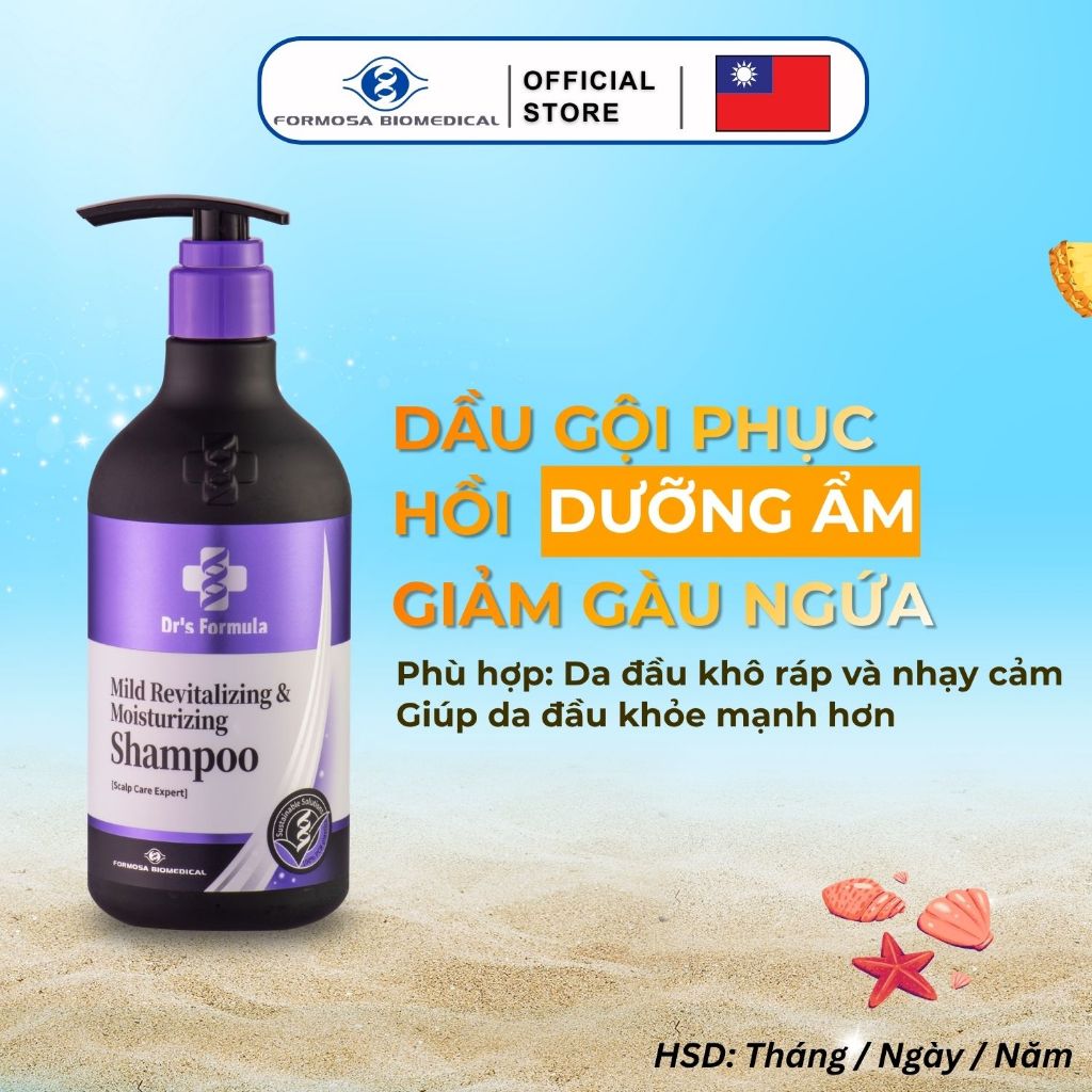 Dầu gội phục hồi dưỡng ẩm cho da đầu khô nhạy cảm, giảm gàu ngứa Dr's Formula Mild Revitalizing & Mo