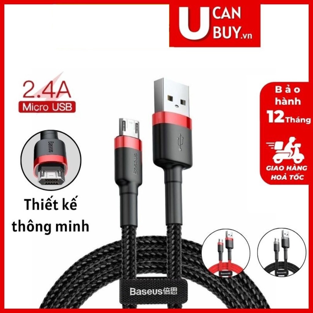 Cáp sạc micro USB, cáp sạc nhanh Baseus Cafule Micro USB (2.4A, Quick charge 3.0)