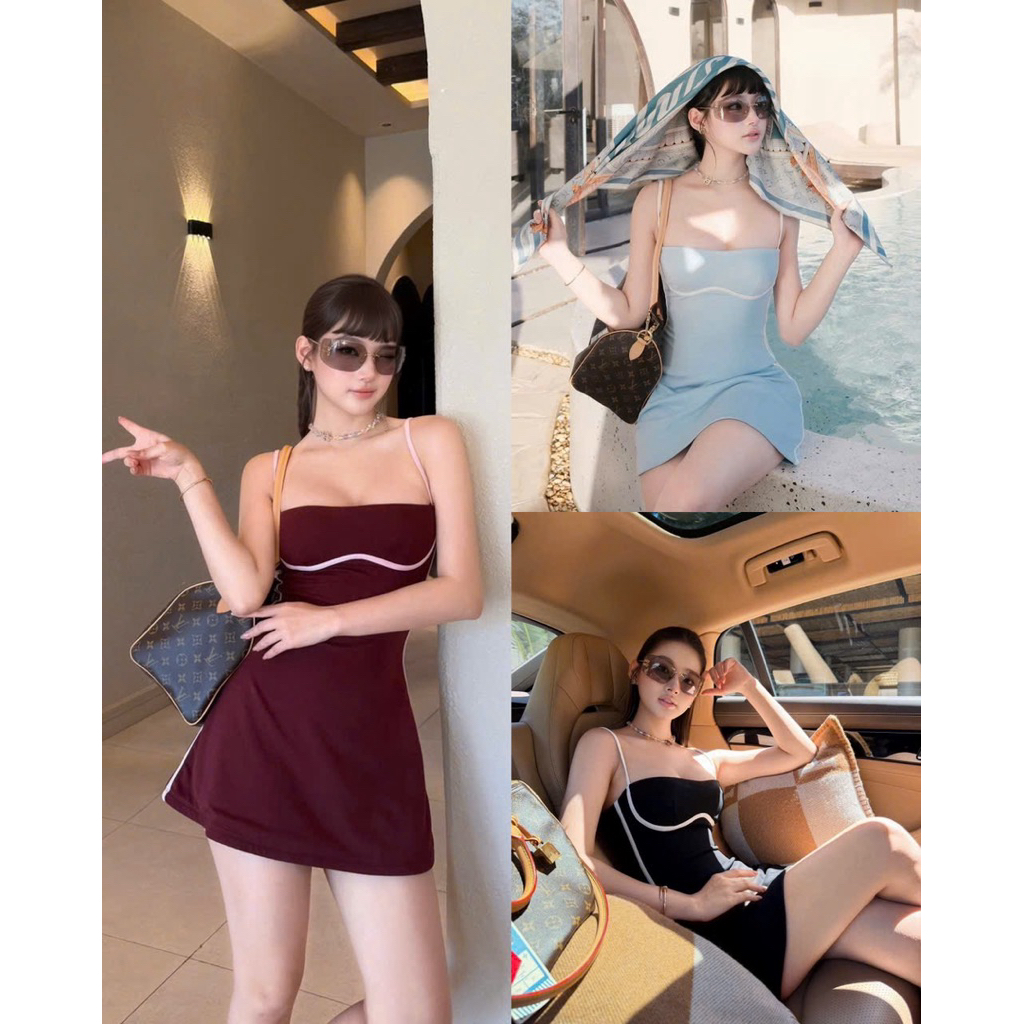 Đầm Thun Xòe 2 Dây Basic Chạy Viền 𝐃𝟐𝐓 𝐒𝐓𝐎𝐑𝐄