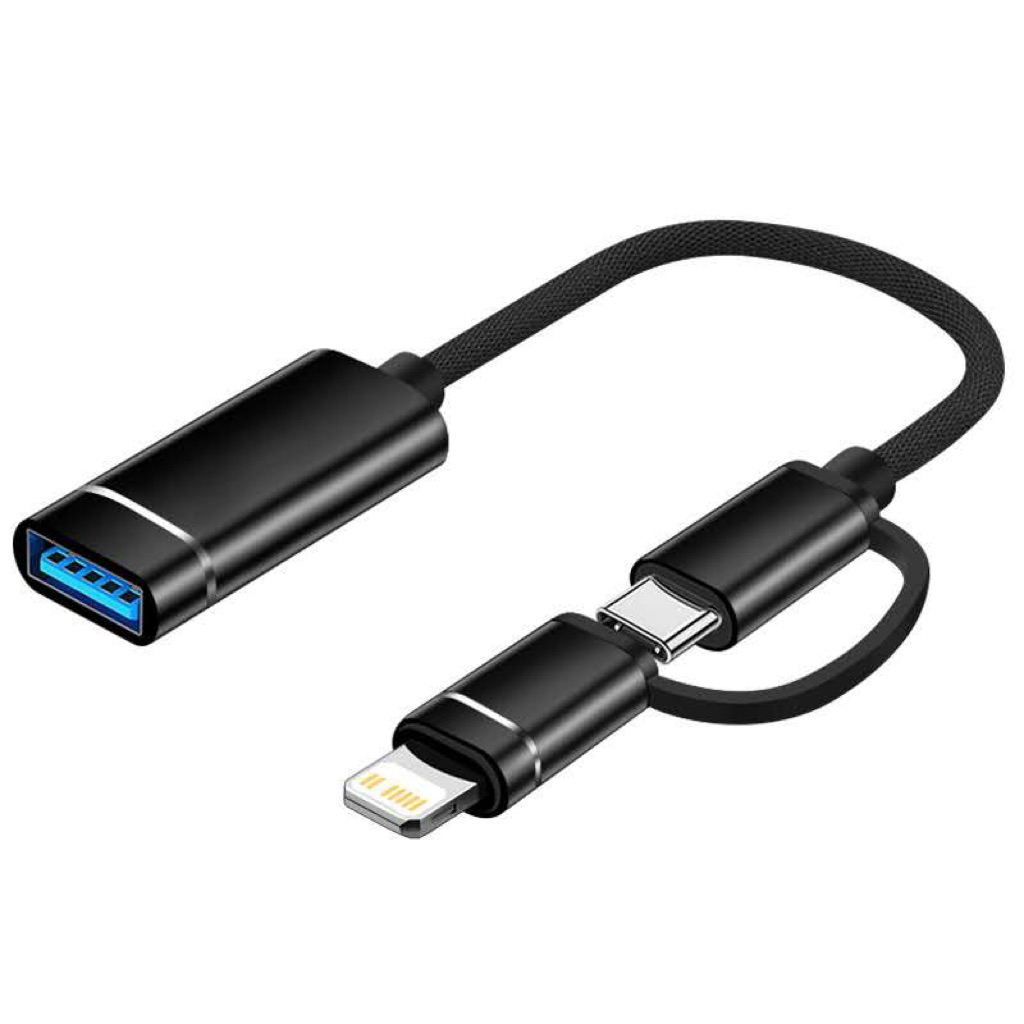 Cáp chuyển OTG, Cổng Type-C + Lightning(iPhone) ra USB 3.0