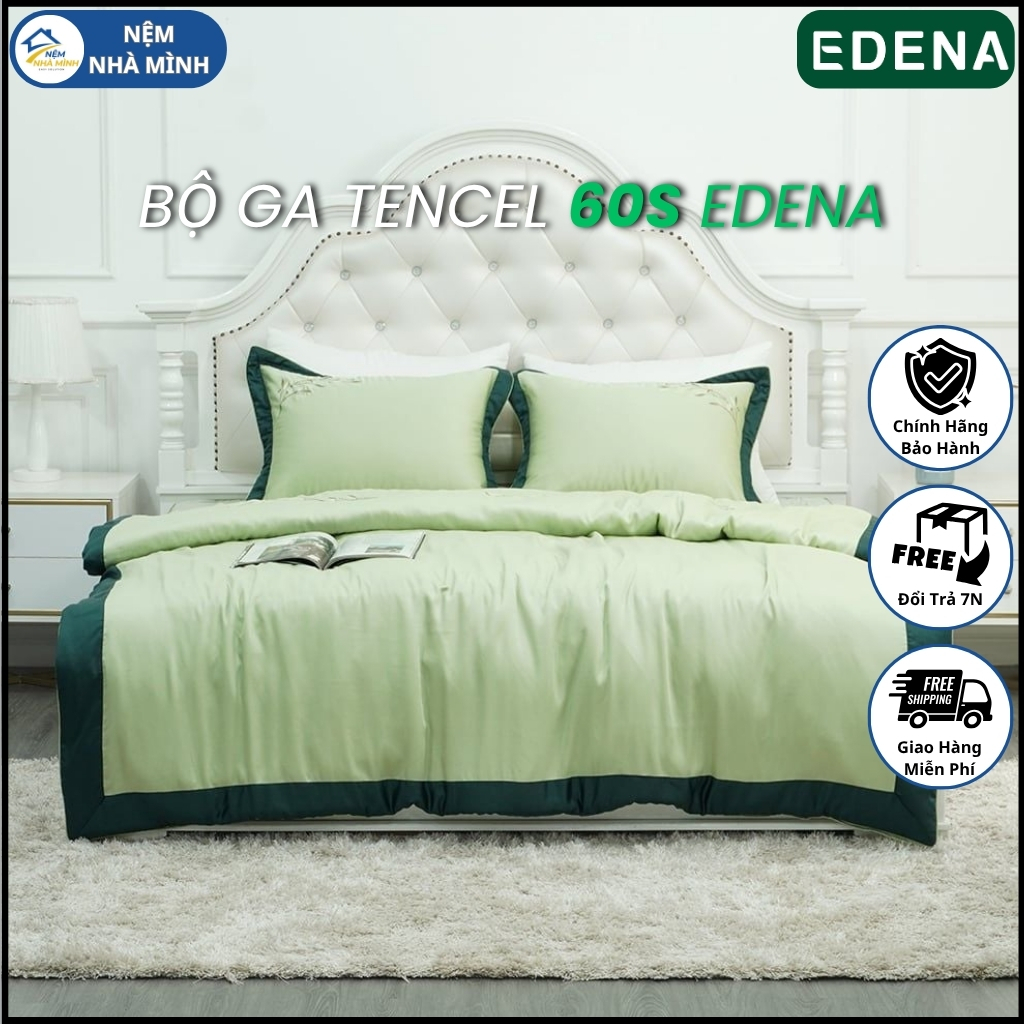 Bộ Ga Tencel 60s EDENA Mẫu A720, Mát mịn, Cao Cấp - Hàng Chính Hãng EDENA