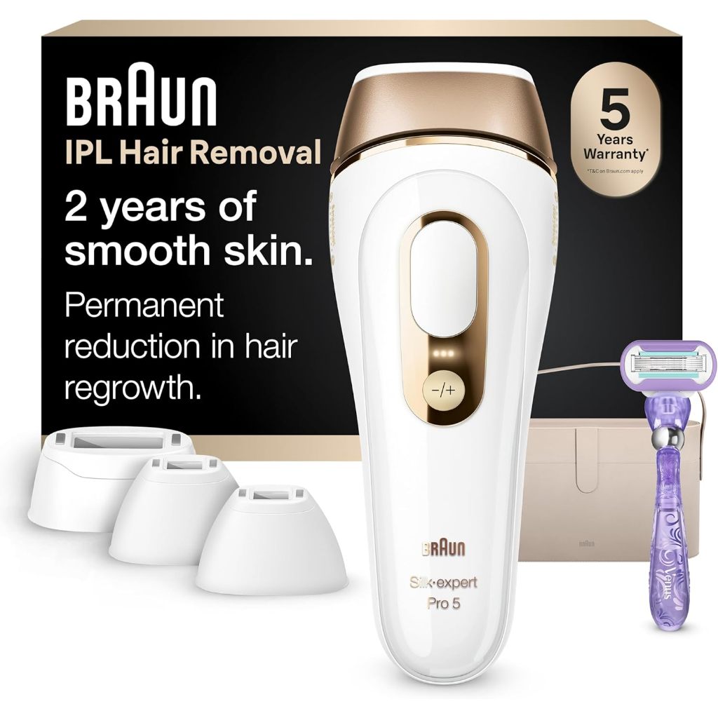 Máy triệt lông Braun IPL Silk·Expert Pro 5, IPL5347, 4 đầu triệt lông, triệt lông vĩnh viễn bằng las