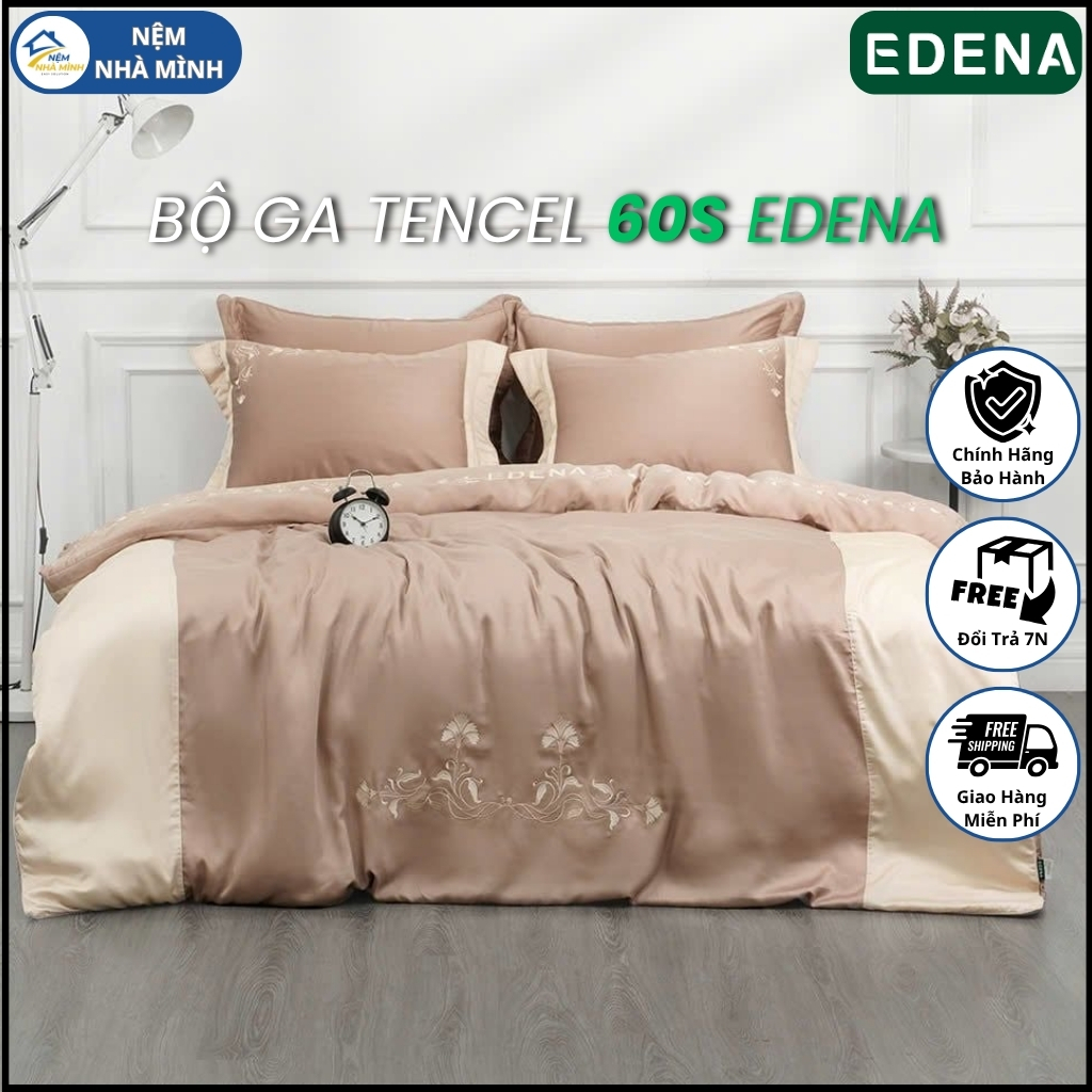 Bộ Ga Tencel 60s EDENA Mẫu A721, Mát mịn, Cao Cấp - Hàng Chính Hãng EDENA