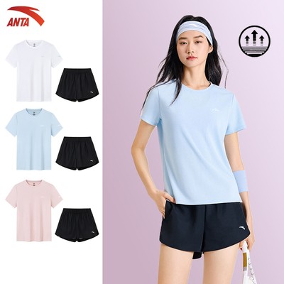 ANTA Set/ Bộ Quần Áo Thể Thao Cầu Lông Tennis Pickleball Badminton Áo thun nữ ngắn tay + Quần short ngắn 9625B7205A