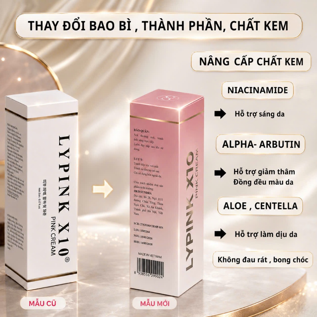 SYNCHOICE Kem Làm Hồng Vùng Kín Lypink X10 - Dưỡng Sáng Khử Thâm Nhũ Hoa Hồng Hào Trắng Mịn 10ML Chí