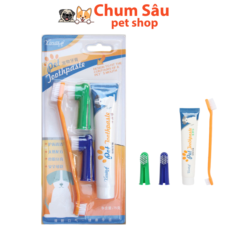 Bộ Bàn Chải Đánh Răng Cho Chó Mèo Pet Joothpaste Kèm Kem Đánh Răng