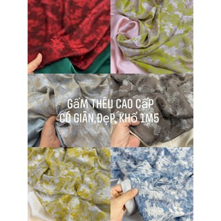 GẤM LỤA THÊU NỔI CCẤP MỚI NHẤT, MỀM RŨ GIÃN, KHỔ VẢI 1M55