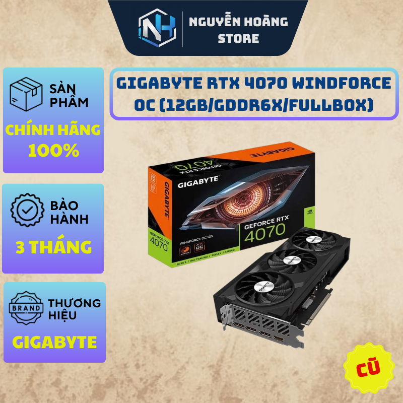 VGA card màn hình Gigabyte RTX 4070 Windforce 12GB Cũ