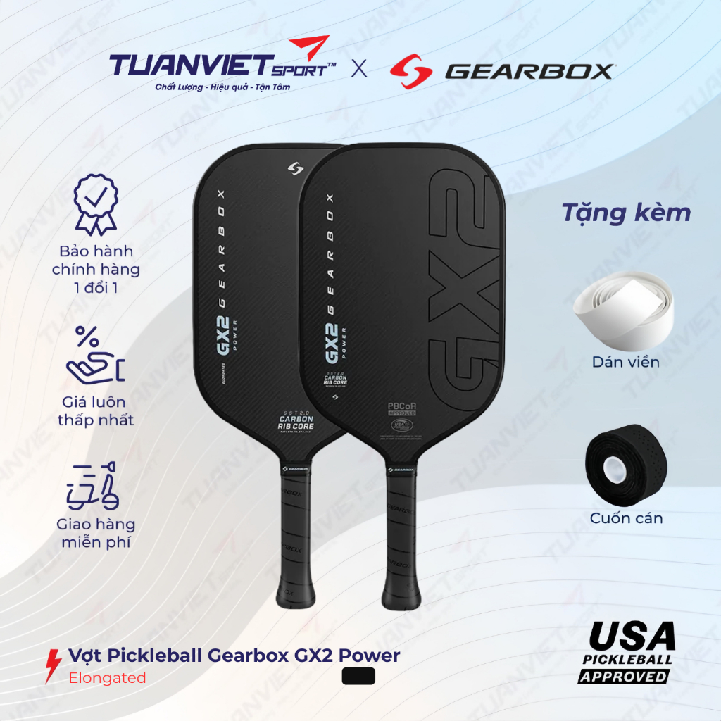 Vợt Pickleball Gearbox GX2 Power Elongated