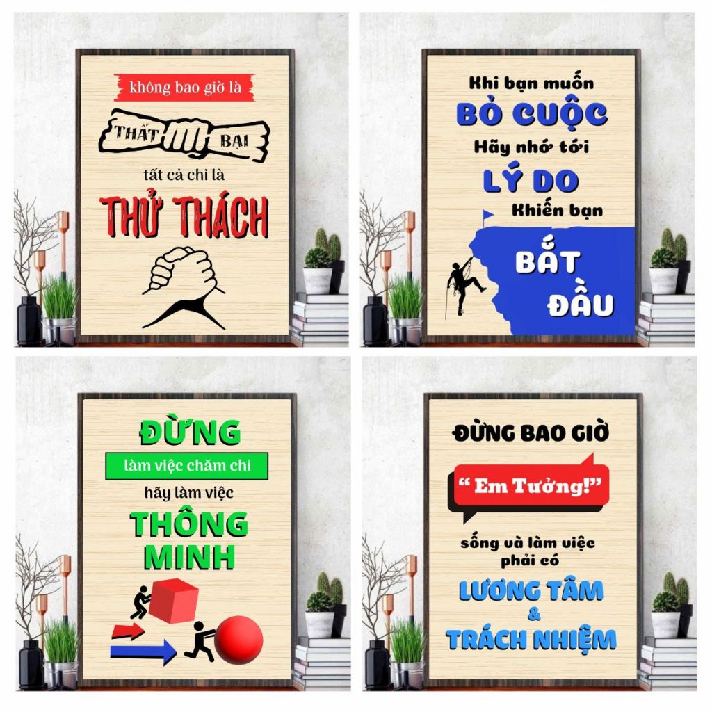 Tranh slogan tạo động lực decor bàn học, bàn làm việc