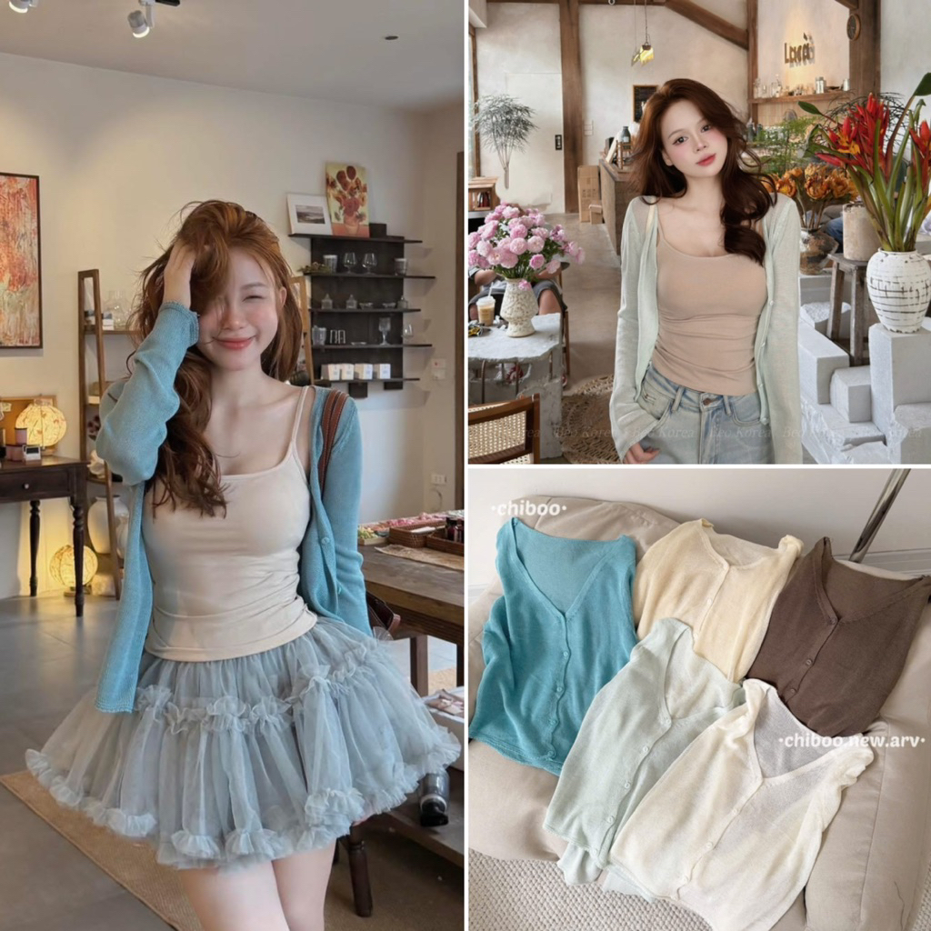 [Hàng chuẩn QC - sẵn ship luôn] Áo khoác ngoài - áo cardigan len đan mỏng mặc hè thu | BigBuy360 - bigbuy360.vn
