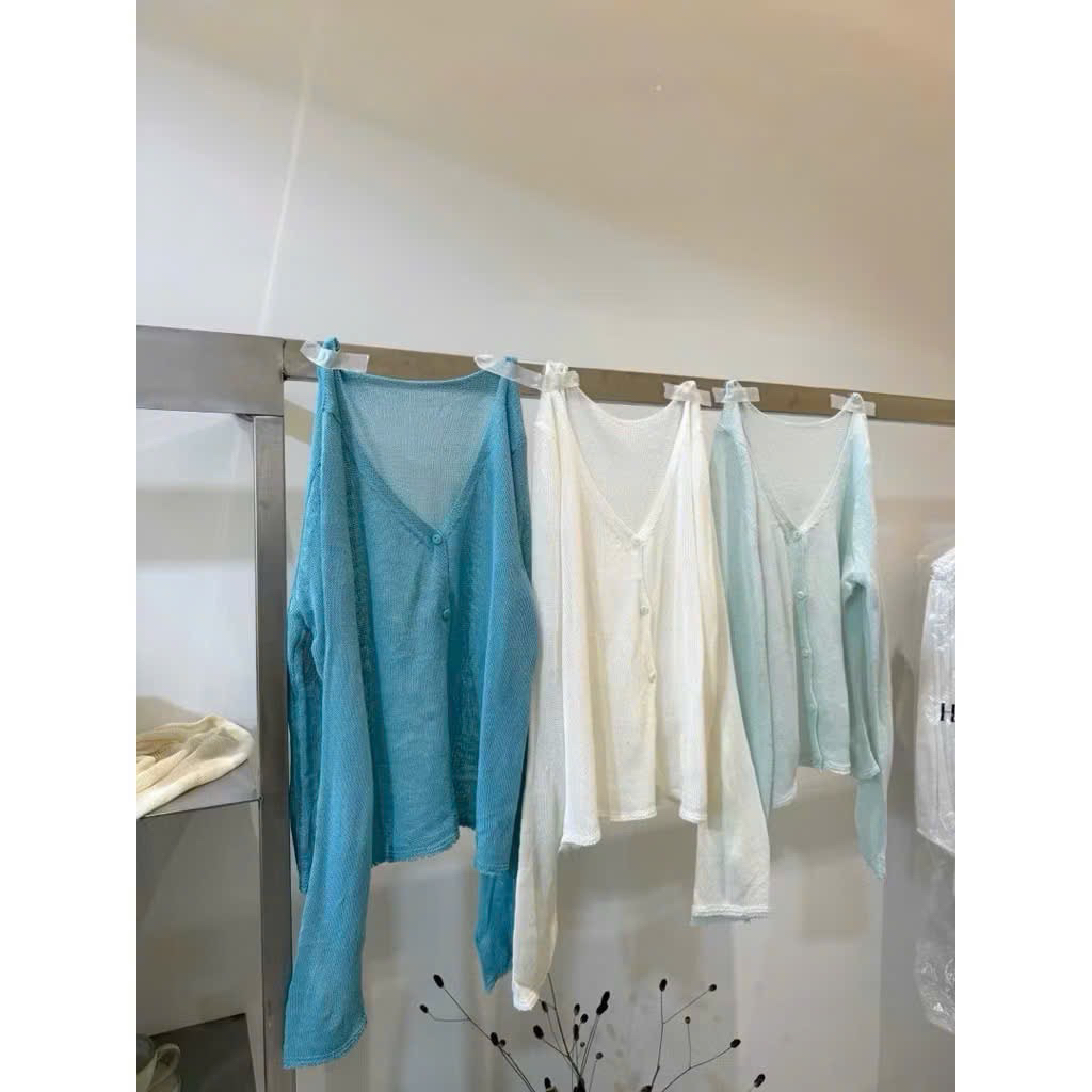 [Hàng chuẩn QC - sẵn ship luôn] Áo khoác ngoài - áo cardigan len đan mỏng mặc hè thu | BigBuy360 - bigbuy360.vn